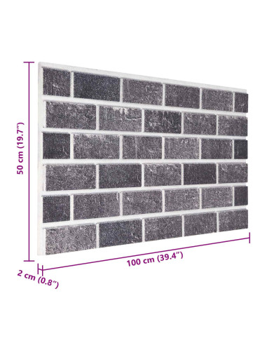 Pannelli da parete 10 pcs Nero e Grigio 100 x 50 cm Schiuma EPS