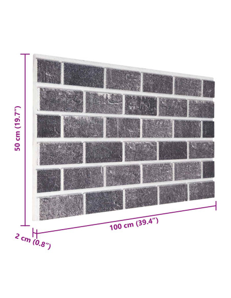 Pannelli da parete 10 pcs Nero e Grigio 100 x 50 cm Schiuma EPS