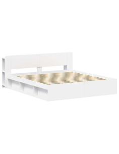 Telaio del letto con storage con testiera Bianco 180 x 200 cm 2