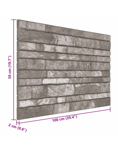 Pannelli da parete 10 pcs Grigio Scuro 100 x 50 cm Schiuma EPS