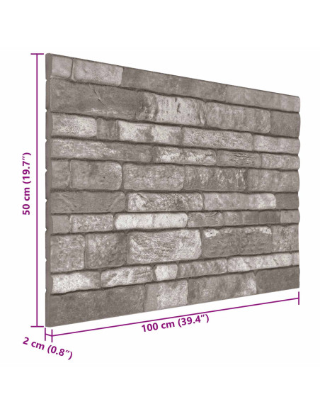 Pannelli da parete 10 pcs Grigio Scuro 100 x 50 cm Schiuma EPS