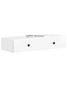 Tavolino da Parete Laterale Bianco Lucido 87,5 x 34,5 x 17 cm 2