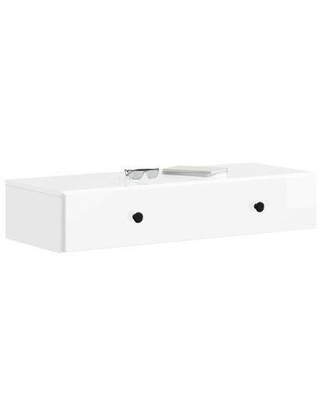 Tavolino da Parete Laterale Bianco Lucido 87,5 x 34,5 x 17 cm