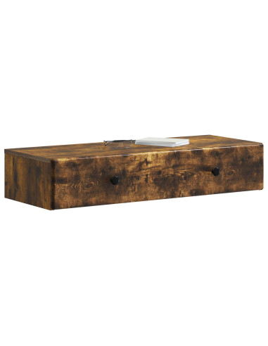 Tavolino da Parete Laterale Rovere Fumo 87,5 x 34,5 x 17 cm