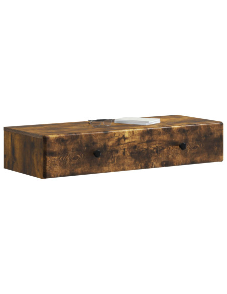 Tavolino da Parete Laterale Rovere Fumo 87,5 x 34,5 x 17 cm