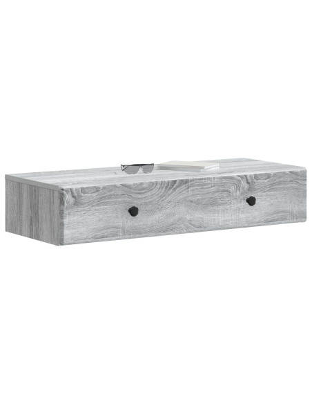 Tavolino da Parete Laterale Grigio Sonoma 87,5 x 34,5 x 17 cm