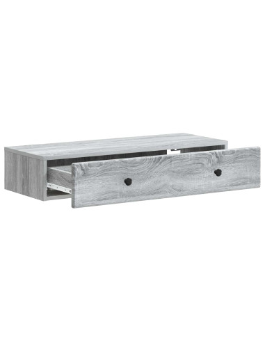 Tavolino da Parete Laterale Grigio Sonoma 87,5 x 34,5 x 17 cm