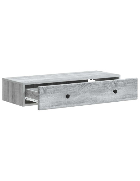 Tavolino da Parete Laterale Grigio Sonoma 87,5 x 34,5 x 17 cm