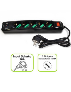 MULTIPRESA USB SCHUKO 5 USCITE 2