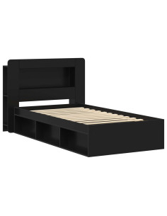 Telaio del letto con storage con testiera Nero 90 x 200 cm 2