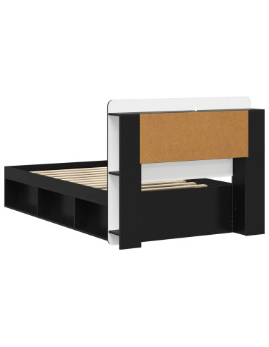 Telaio del letto con storage con testiera Nero 90 x 200 cm