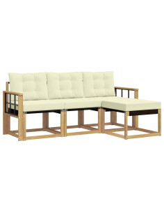 Set di divani da esterno con cuscino 4 pcs Bianco e Crema 2