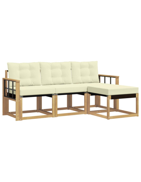 Set di divani da esterno con cuscino 4 pcs Bianco e Crema