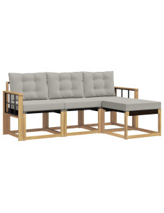 Set di divani da esterno 4 pcs Bianco e Grigio Chiaro 2