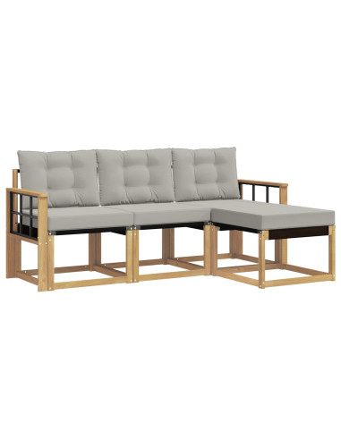 Set di divani da esterno 4 pcs Bianco e Grigio Chiaro
