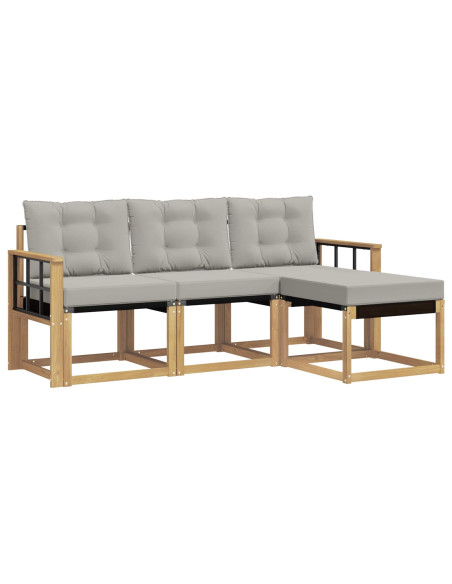 Set di divani da esterno 4 pcs Bianco e Grigio Chiaro