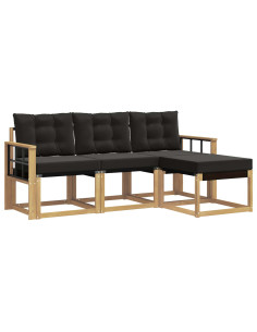 Set di divani da esterno con cuscino 4 pcs Bianco e Nero 2
