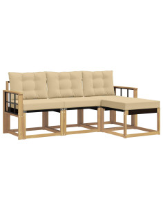 Set di divani da esterno con cuscino 4 pcs Bianco e Beige 2