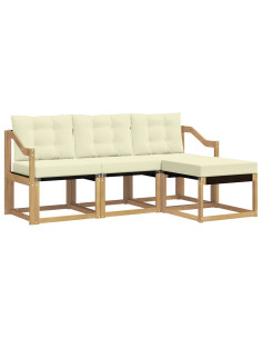 Set di divani da esterno con cuscino 4 pcs Bianco e Crema 2