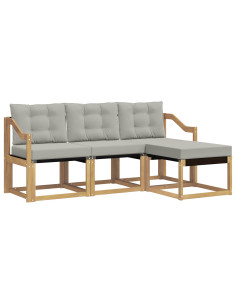 Set di divani da esterno 4 pcs Bianco e Grigio Chiaro 2