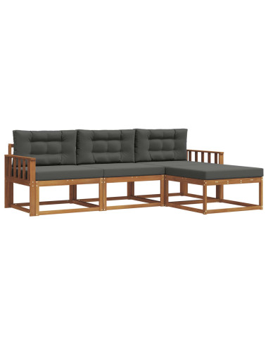 Set di divani da esterno con cuscino 4 pcs Naturale e Antracite