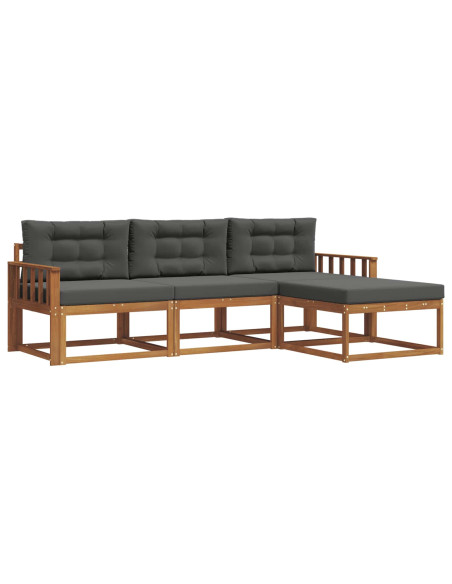 Set di divani da esterno con cuscino 4 pcs Naturale e Antracite