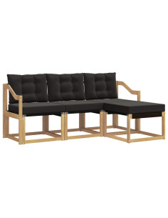 Set di divani da esterno con cuscino 4 pcs Bianco e Nero 2