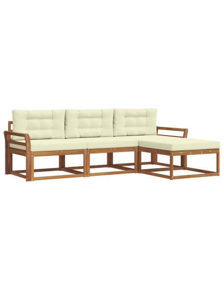 Set di divani da esterno con cuscino 4 pcs Naturale e Crema