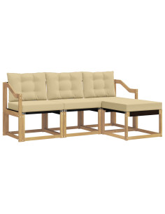Set di divani da esterno con cuscino 4 pcs Bianco e Beige 2