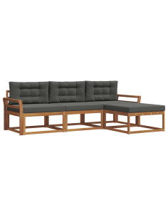 Set di divani da esterno con cuscino 4 pcs Naturale e Antracite 2