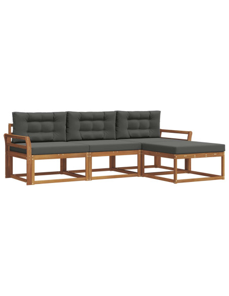 Set di divani da esterno con cuscino 4 pcs Naturale e Antracite