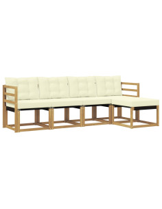 Set di divani da esterno con cuscino 5 pcs Bianco e Crema 2