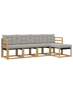 Set di divani da esterno 5 pcs Bianco e Grigio Chiaro 2