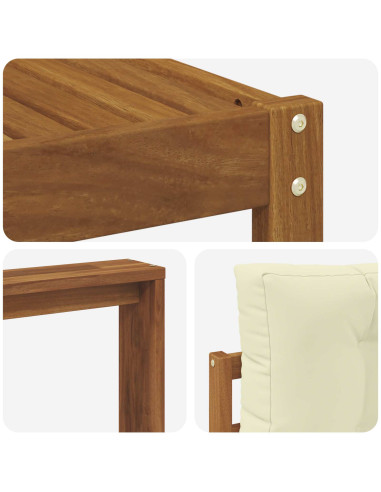 Set di divani da esterno con cuscino 4 pcs Naturale e Crema
