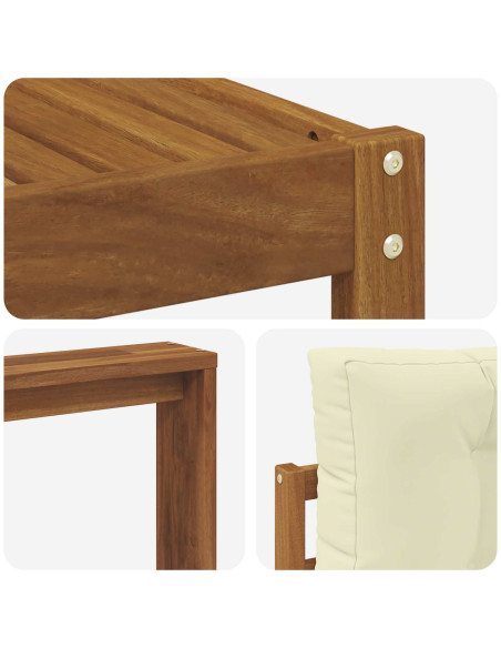 Set di divani da esterno con cuscino 4 pcs Naturale e Crema