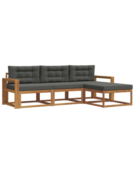 Set di divani da esterno con cuscino 4 pcs Naturale e Antracite