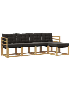 Set di divani da esterno con cuscino 5 pcs Bianco e Nero 2