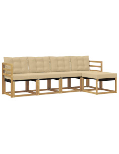 Set di divani da esterno con cuscino 5 pcs Bianco e Beige 2