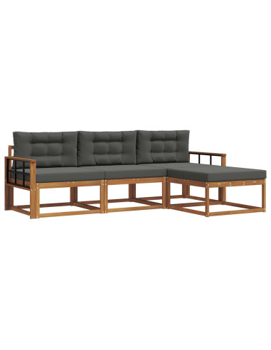 Set di divani da esterno con cuscino 4 pcs Naturale e Antracite