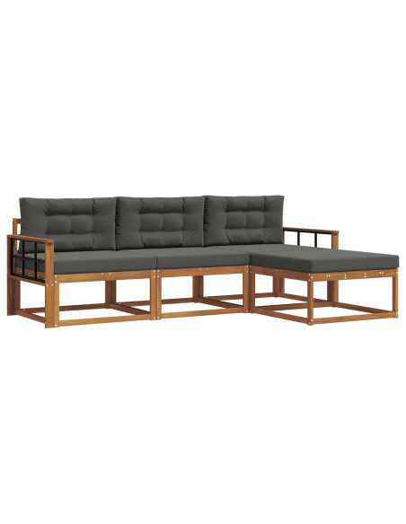 Set di divani da esterno con cuscino 4 pcs Naturale e Antracite