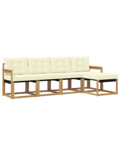 Set di divani da esterno con cuscino 5 pcs Bianco e Crema 2