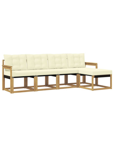 Set di divani da esterno con cuscino 5 pcs Bianco e Crema