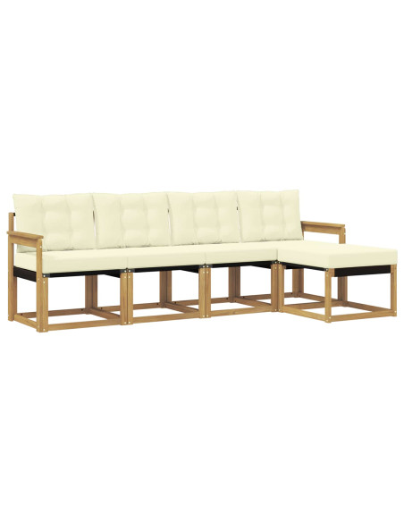 Set di divani da esterno con cuscino 5 pcs Bianco e Crema