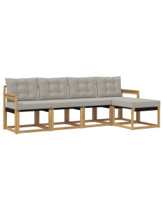 Set di divani da esterno 5 pcs Bianco e Grigio Chiaro 2