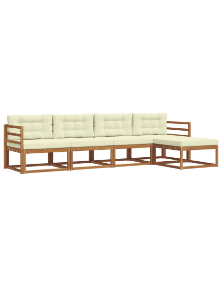Set di divani da esterno con cuscino 5 pcs Naturale e Crema