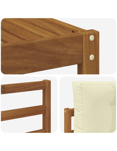 Set di divani da esterno con cuscino 5 pcs Naturale e Crema
