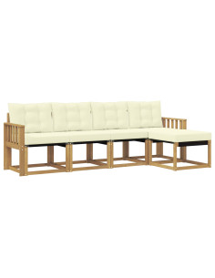 Set di divani da esterno con cuscino 5 pcs Bianco e Crema 2