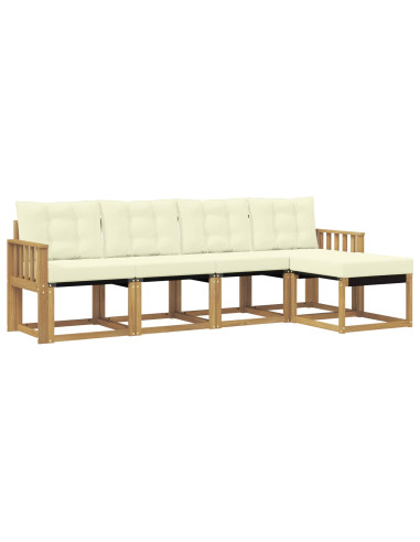 Set di divani da esterno con cuscino 5 pcs Bianco e Crema