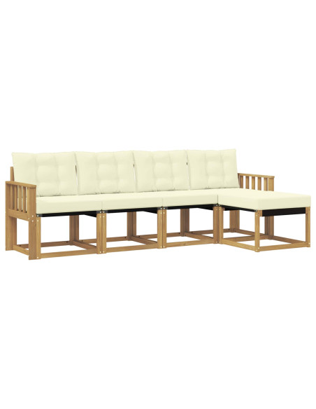 Set di divani da esterno con cuscino 5 pcs Bianco e Crema