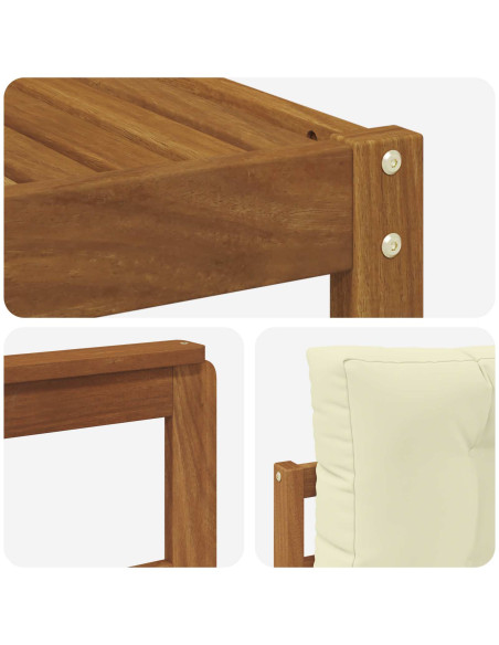 Set di divani da esterno con cuscino 5 pcs Naturale e Crema